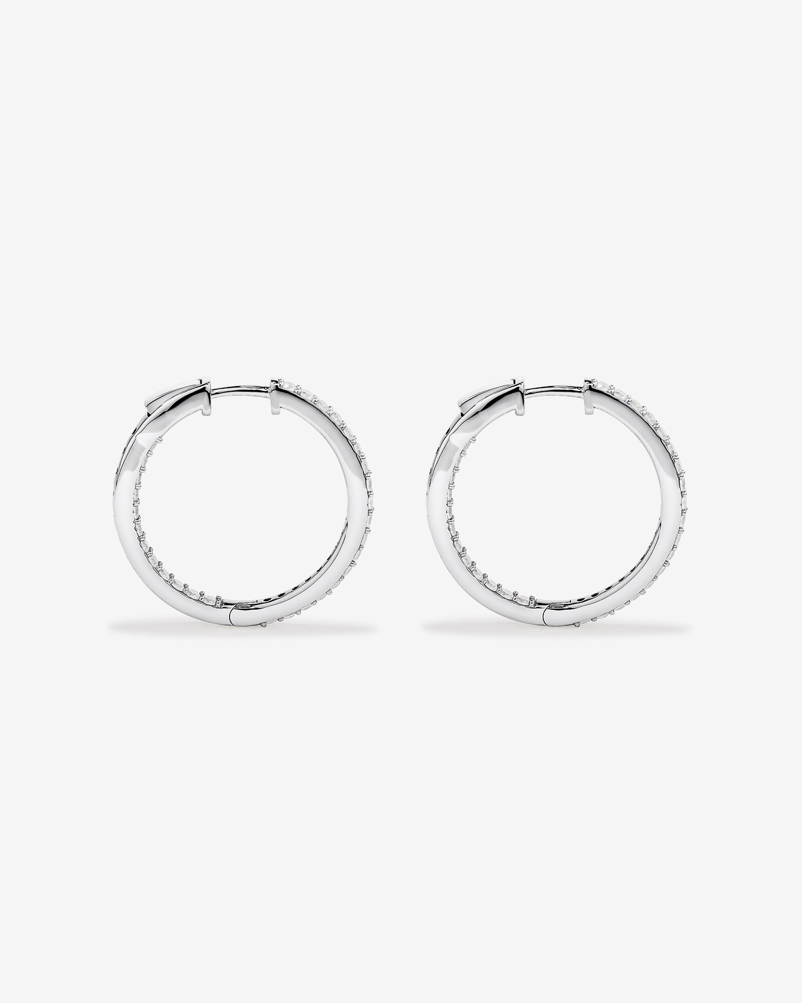 30mm Cubic Zirconia Huggie Hoop Earrings in Sterling Silver