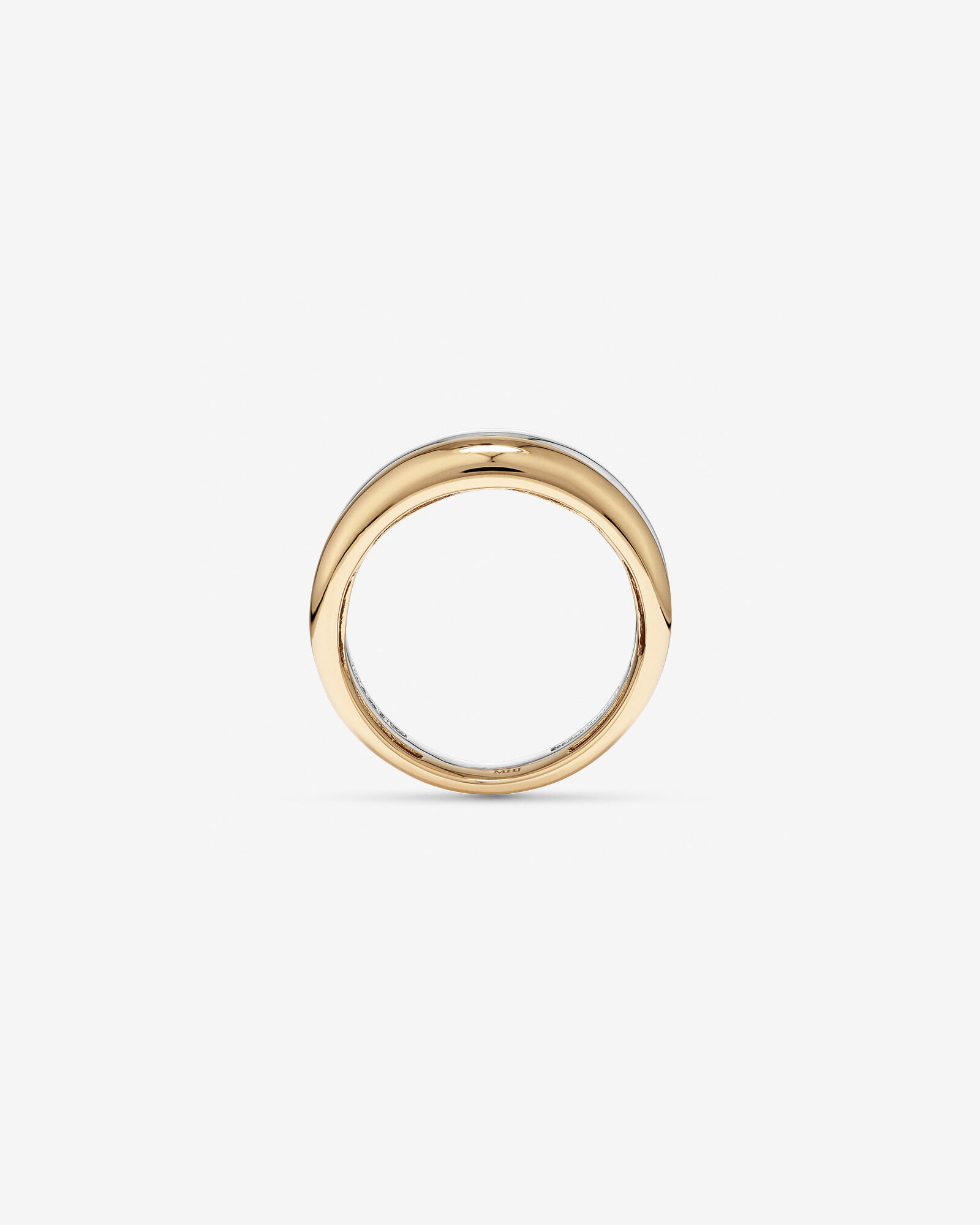 Two-Tone Double Dome Ring Sterling Silver & 10kt Yellow Gold