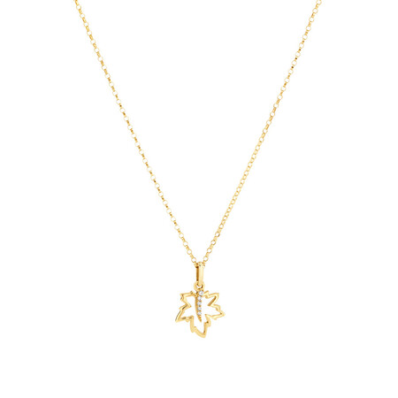 Maple Leaf Pendant with Diamonds In 10kt Yellow Gold Maple Leaf Pendant with Diamonds In 10kt Yellow Gold