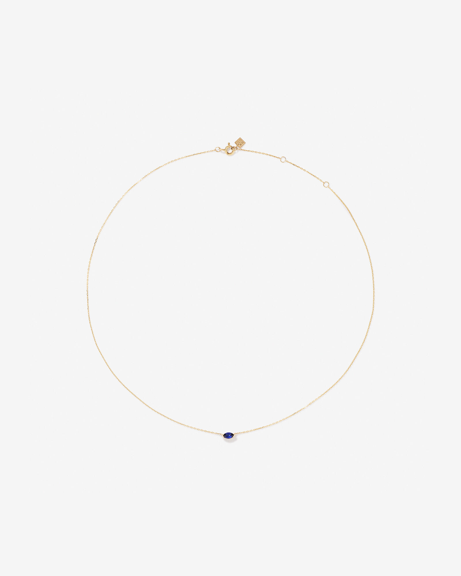 East West Marquise-Cut Created Sapphire Necklace in 10kt Yellow Gold