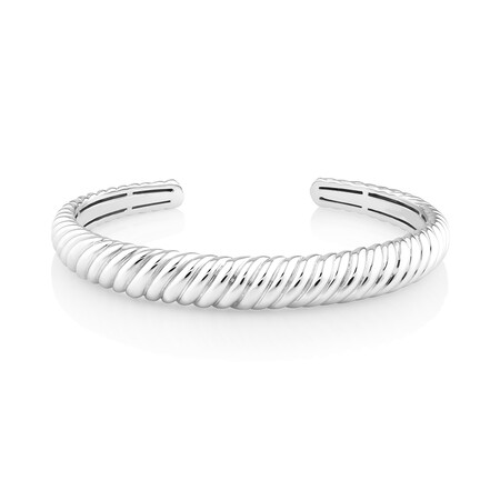 Sculpture Croissant Cuff Bangle In Sterling Silver
