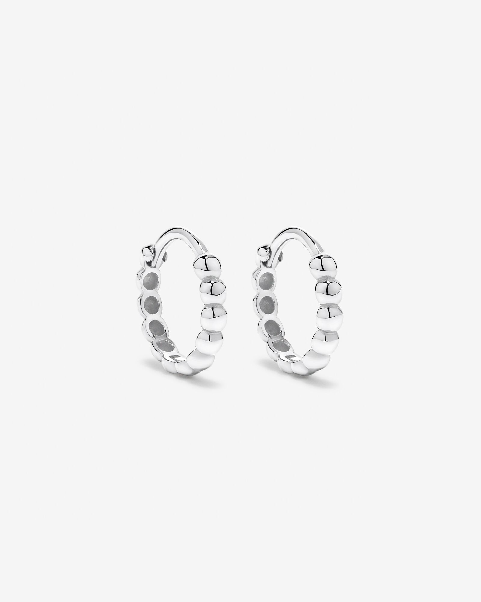12mm Beaded Huggie Earrings in Sterling Silver