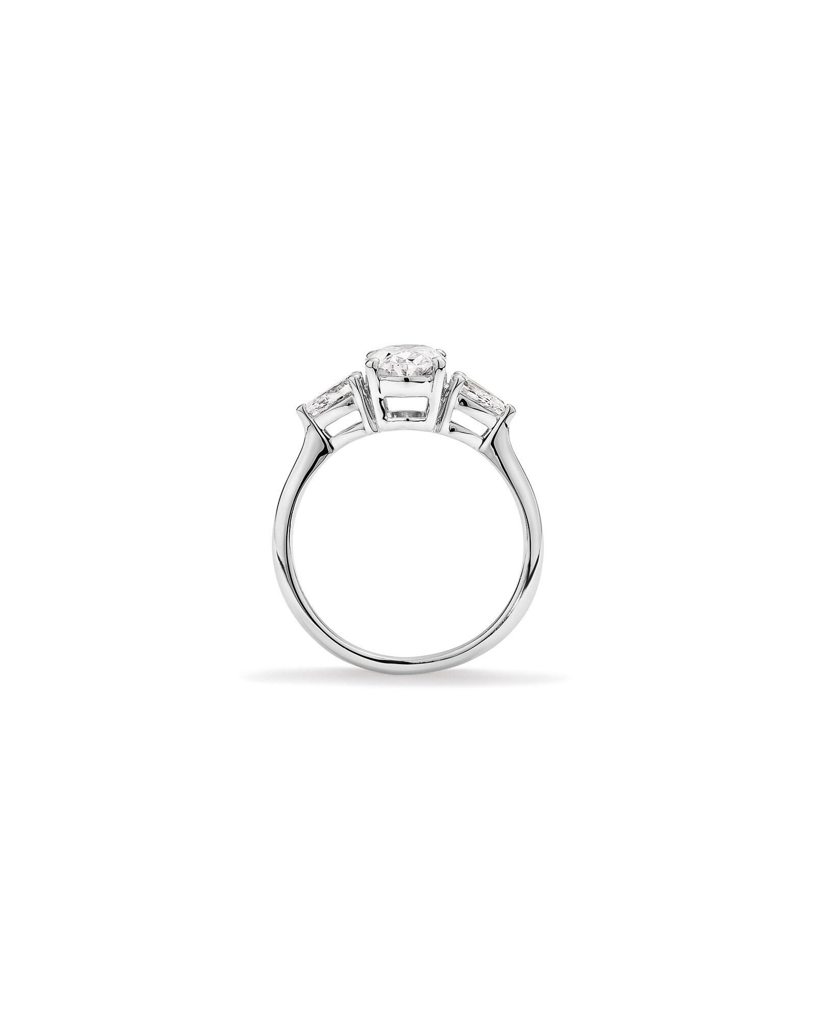 1.65 Carat TW Three Stone Oval and Pear Shaped Laboratory-Grown Diamond Engagement Ring in 14kt Gold