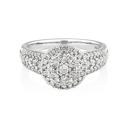 Halo Ring with 1 Carat TW of Diamonds in 10kt White Gold Halo Ring with 1 Carat TW of Diamonds in 10kt White Gold