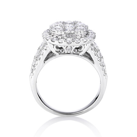 Halo Ring with 3 Carat Of Diamonds in 10kt White Gold Halo Ring with 3 Carat Of Diamonds in 10kt White Gold