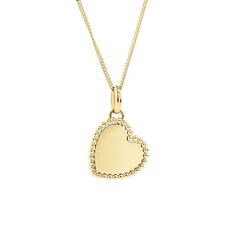 Beaded Heart Disc Pendant in 10kt Yellow Gold Beaded Heart Disc Pendant in 10kt Yellow Gold