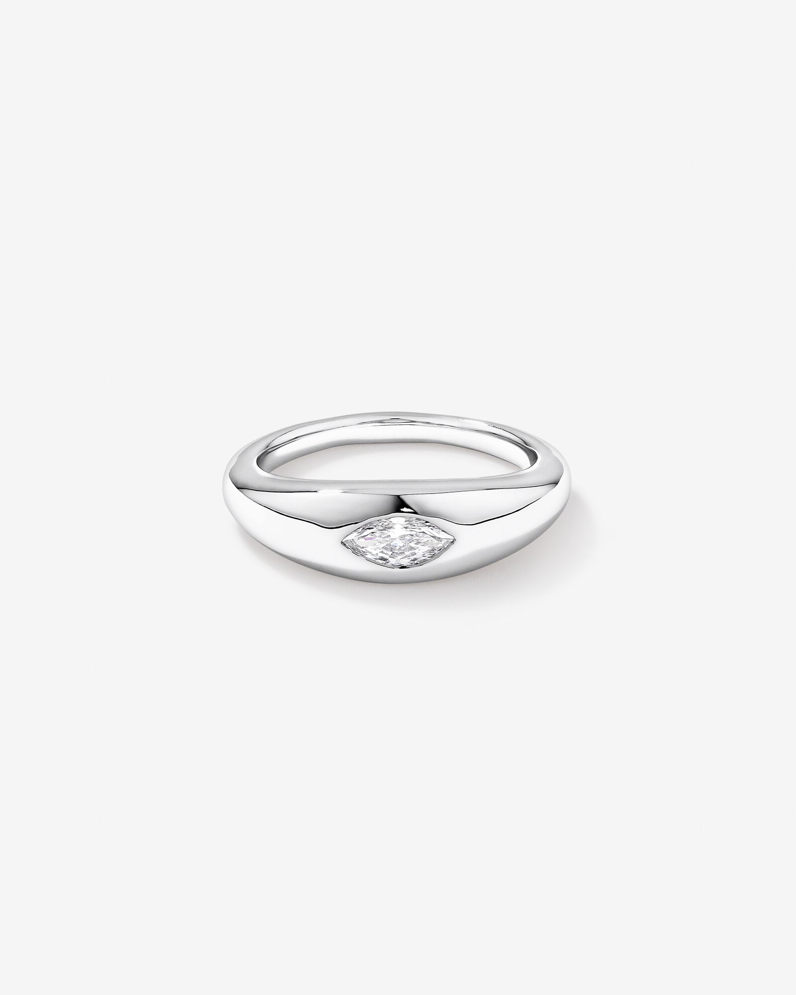 0.30 Carat TW Laboratory-Grown Marquise Diamond Dome Ring in Sterling Silver