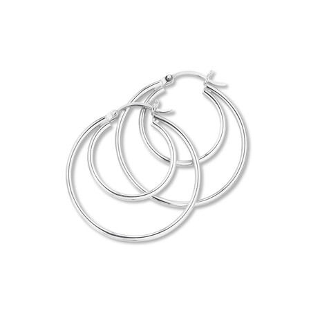 32mm Double Hoop Earrings in Sterling Silver 32mm Double Hoop Earrings in Sterling Silver