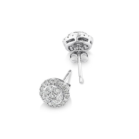 Cluster Earrings with 0.50 Carat TW of Diamonds in 10kt White Gold Cluster Earrings with 0.50 Carat TW of Diamonds in 10kt White Gold