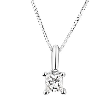 Solitaire Pendant with a 1/4 Carat Diamond in 14kt White Gold Solitaire Pendant with a 1/4 Carat Diamond in 14kt White Gold