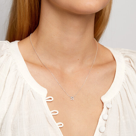 'S' Initial Necklace in Sterling Silver 'S' Initial Necklace in Sterling Silver