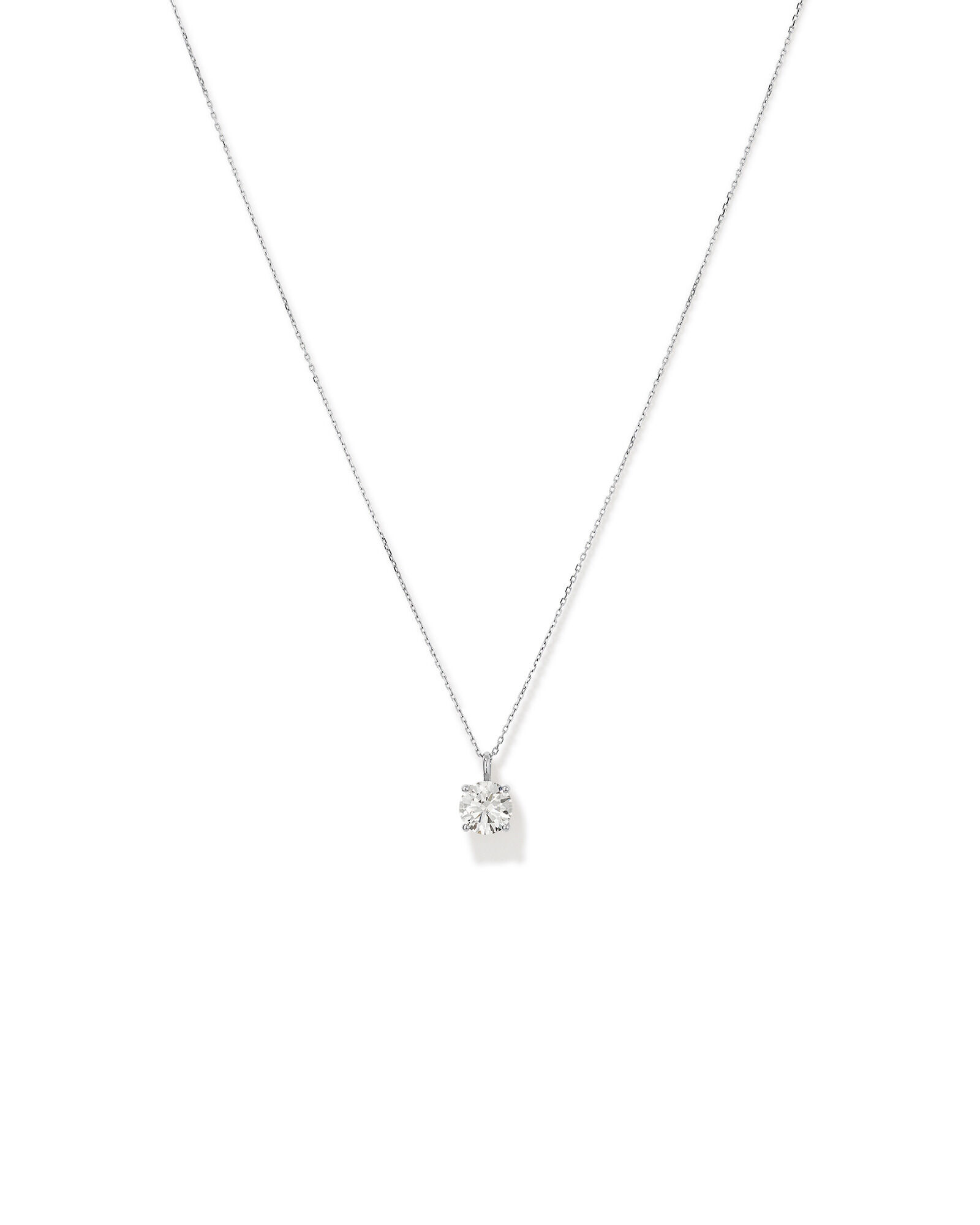 Pendentif solitaire en diamant cultivé en laboratoire TW de 1,50 carat en or blanc 14 carats