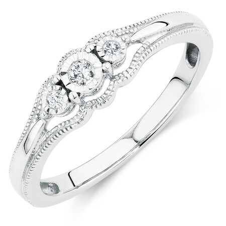 Promise Ring with Diamonds in Sterling Silver