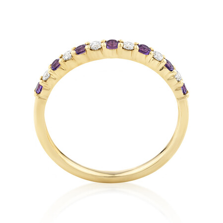 Stacker Ring with Amethyst & 0.15 Carat TW of Diamonds in 10kt Yellow Gold Stacker Ring with Amethyst & 0.15 Carat TW of Diamonds in 10kt Yellow Gold