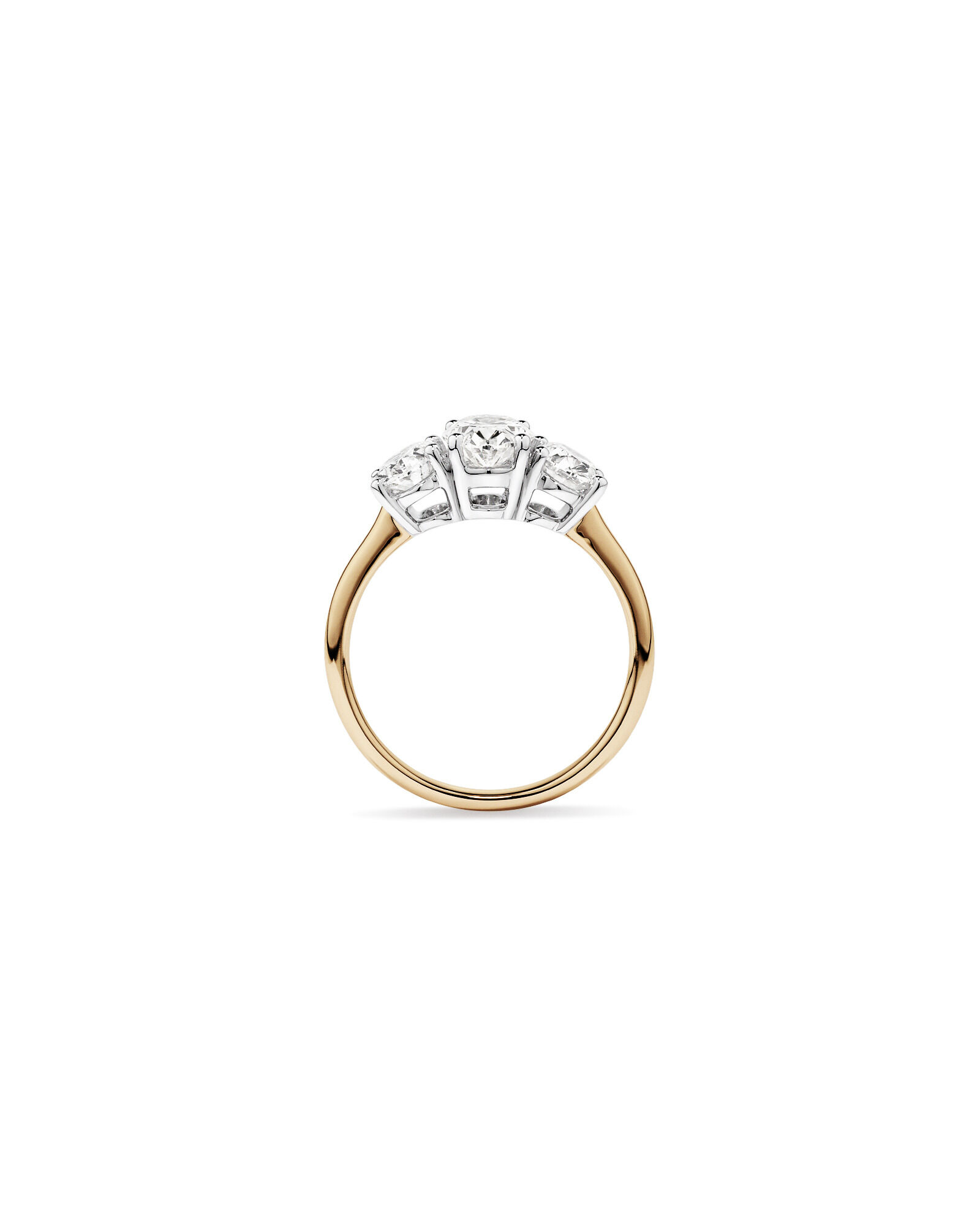 Bague de fiançailles ovale en diamant cultivé en laboratoire de trois carats de 2 carats en or jaune et blanc 14 carats