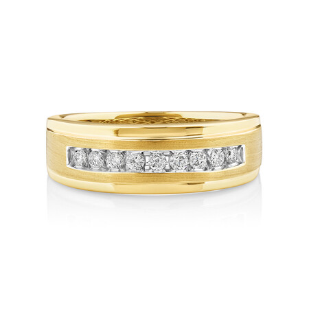 Men's Ring with 1/4 Carat TW of Diamonds in 10kt Yellow Gold Men's Ring with 1/4 Carat TW of Diamonds in 10kt Yellow Gold