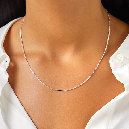 45cm (18") 1mm-1.5mm Width Box Chain in Sterling Silver 45cm (18") 1mm-1.5mm Width Box Chain in Sterling Silver
