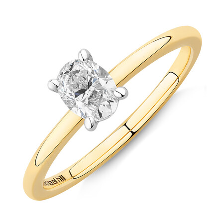 Certified Oval Solitaire Ring with 0.50 Carat TW of Diamonds in 14kt Yellow & White Gold Certified Oval Solitaire Ring with 0.50 Carat TW of Diamonds in 14kt Yellow & White Gold
