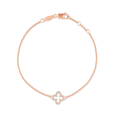 19cm (7") Clover Bracelet with 0.12 Carat TW of Diamonds in 10kt Rose Gold 19cm (7") Clover Bracelet with 0.12 Carat TW of Diamonds in 10kt Rose Gold