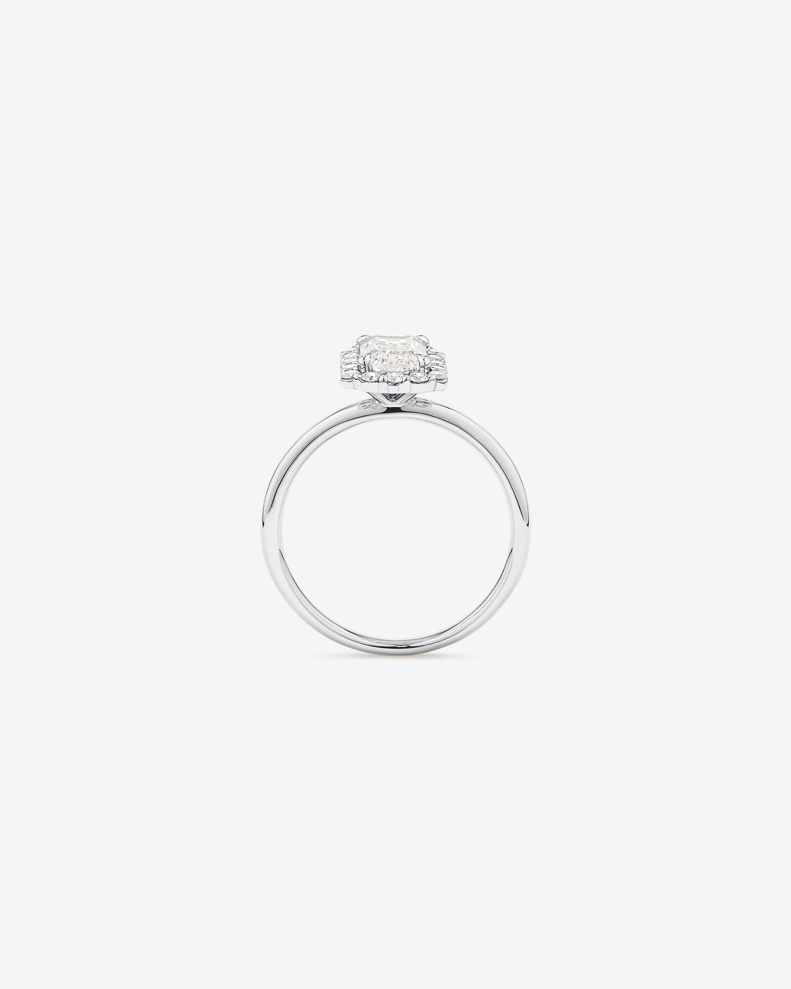 Carat TW Emerald Cut Laboratory-Grown Diamond Halo Engagement Ring in 14kt Gold