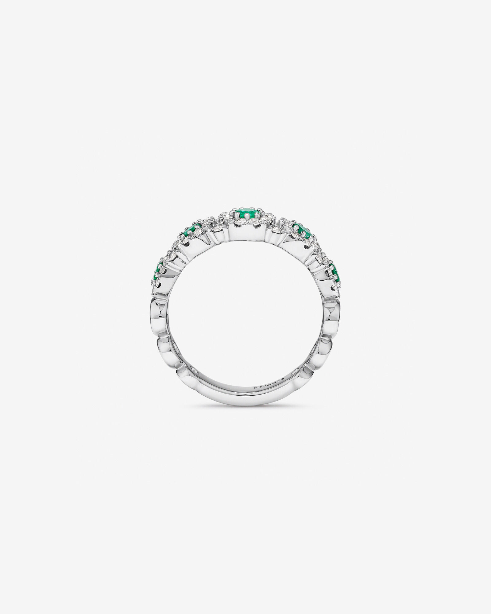 Bubble Ring with Emerald & 0.50 Carat TW of Diamonds in 14kt White Gold