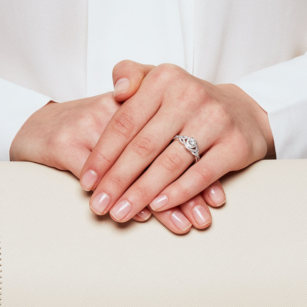 Engagement Ring with 0.65 Carat TW of Diamonds in 14kt White Gold