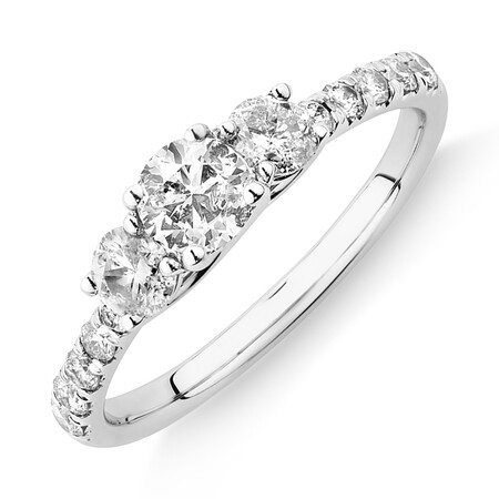 Engagement Ring with 1 Carat TW of Diamonds in 14ct White Gold Engagement Ring with 1 Carat TW of Diamonds in 14ct White Gold