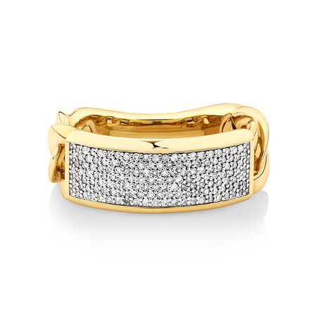 Pave Link Ring with 0.40 Carat TW of Diamonds in 10kt Yellow Gold Pave Link Ring with 0.40 Carat TW of Diamonds in 10kt Yellow Gold
