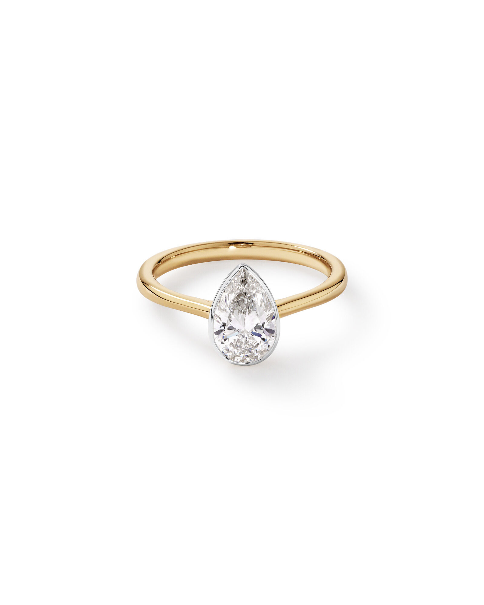 Bague de fiançailles en or jaune et blanc 14 carats en or jaune et blanc TW taille poire de 1,25 carat