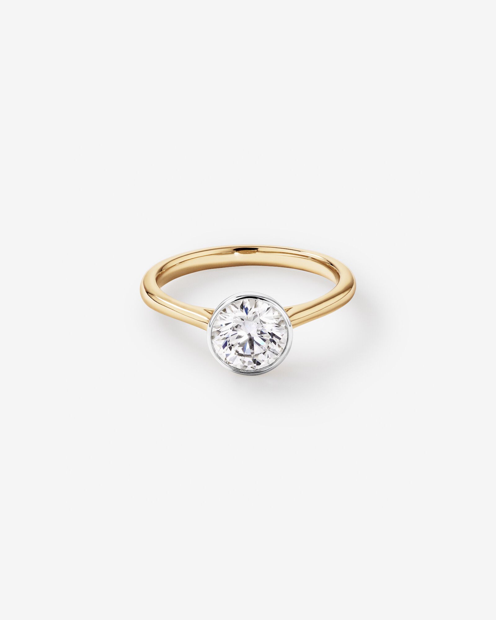 Bague de fiançailles ronde TW de 1,25 carat en or jaune et blanc 14 carats en or jaune et blanc