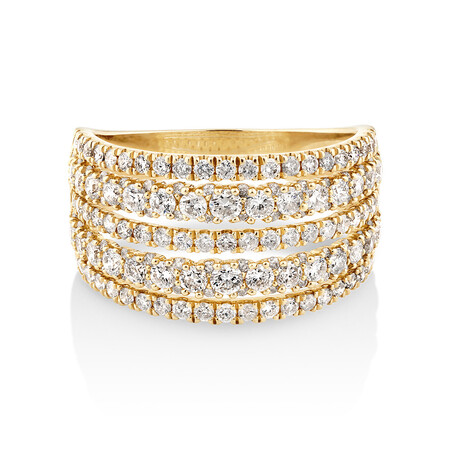 Multi Row Ring with 1.50 Carat TW Diamond in 14kt Yellow Gold Multi Row Ring with 1.50 Carat TW Diamond in 14kt Yellow Gold