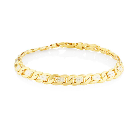 23cm (9.5") Curb Bracelet In 10kt Yellow And White Gold 23cm (9.5") Curb Bracelet In 10kt Yellow And White Gold