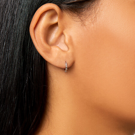 Hoop Earrings with 0.13 Carat TW of Diamonds in 10kt White Gold Hoop Earrings with 0.13 Carat TW of Diamonds in 10kt White Gold