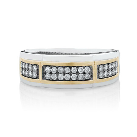 Men's Ring with 0.38 Carat TW of Brown Diamonds in 10kt White & Yellow Gold Men's Ring with 0.38 Carat TW of Brown Diamonds in 10kt White & Yellow Gold
