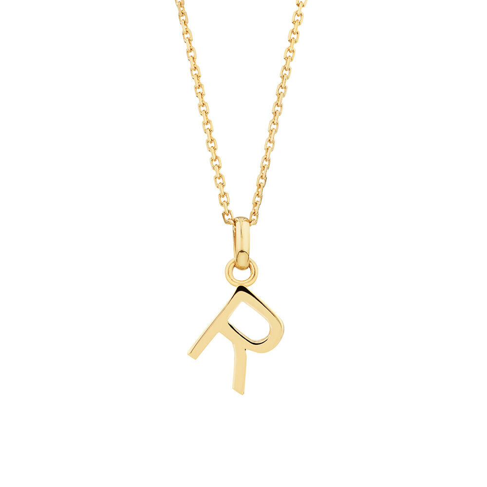 R Initial Pendant in 10kt Yellow Gold