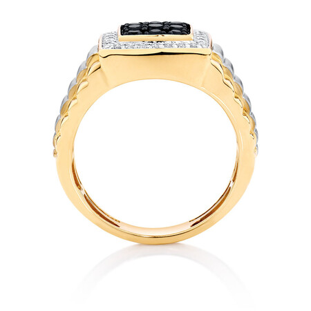 Men's Ring with 3/4 Carat TW of White & Enhanced Black Diamonds in 10kt Yellow & White Gold Men's Ring with 3/4 Carat TW of White & Enhanced Black Diamonds in 10kt Yellow & White Gold