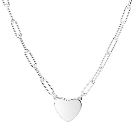 45cm (18") Heart Paperclip Necklace in Sterling Silver 45cm (18") Heart Paperclip Necklace in Sterling Silver