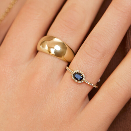 Halo Ring with Sapphire & 0.15 Carat TW of Diamonds in 10kt Yellow Gold Halo Ring with Sapphire & 0.15 Carat TW of Diamonds in 10kt Yellow Gold