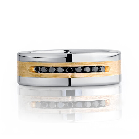 Men's Ring with a 1/4 Carat TW of Enhanced Black Diamonds in Sterling Silver & Tungsten Men's Ring with a 1/4 Carat TW of Enhanced Black Diamonds in Sterling Silver & Tungsten
