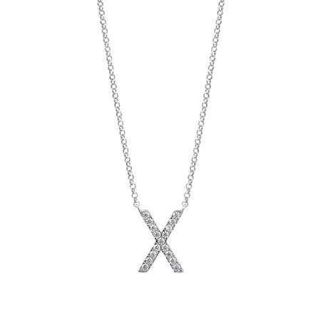 X Initial Necklace with 0.10 Carat TW of Diamonds in 10kt White Gold X Initial Necklace with 0.10 Carat TW of Diamonds in 10kt White Gold