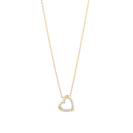 Heart Necklace With 0.10 Carat TW Diamonds In 10kt Yellow Gold Heart Necklace With 0.10 Carat TW Diamonds In 10kt Yellow Gold