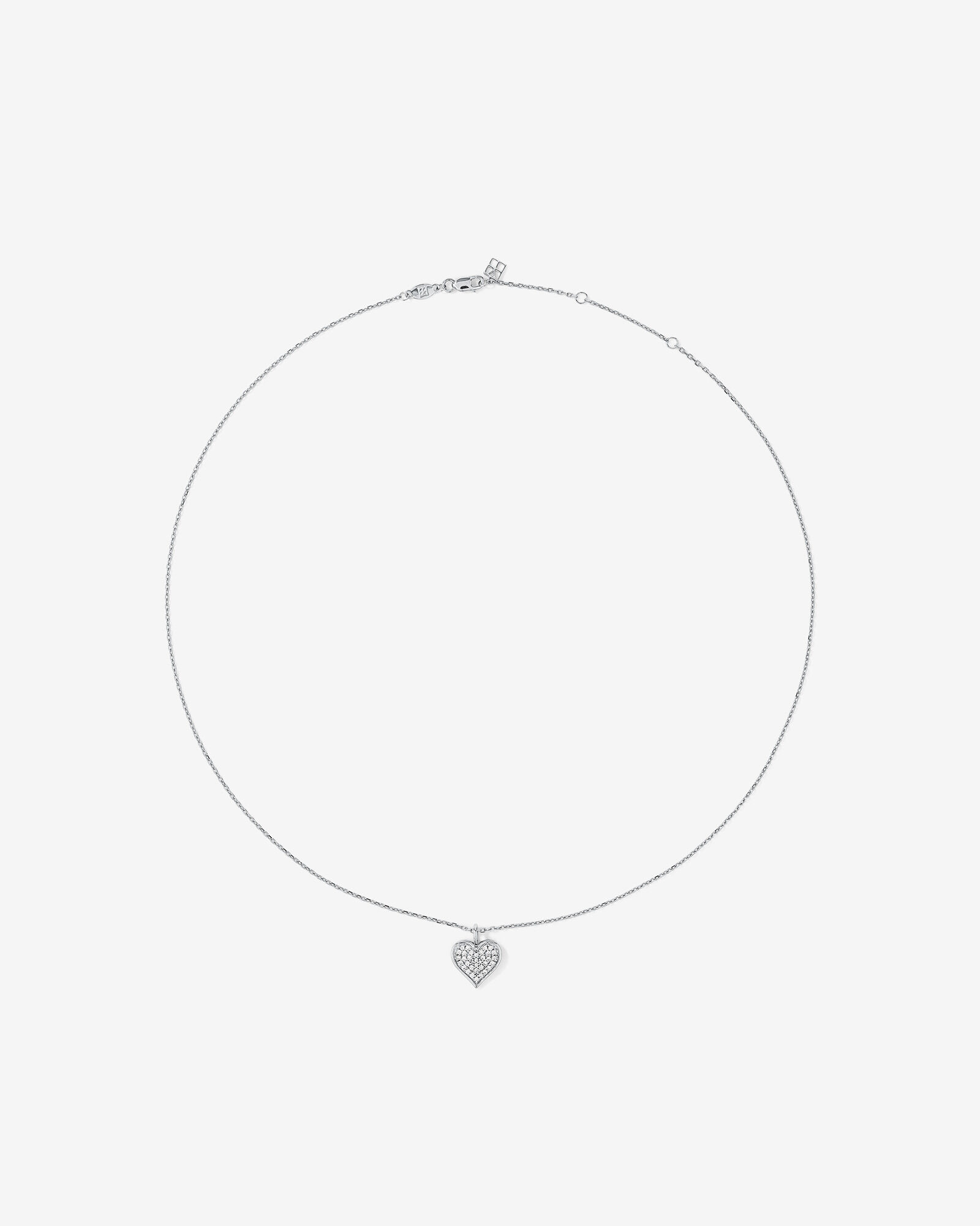 Cubic Zirconia Closed Heart Pendant Necklace in Sterling Silver