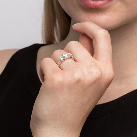 Three Stone Engagement Ring with 1 1/2 Carat TW of Diamonds in 14kt White Gold Three Stone Engagement Ring with 1 1/2 Carat TW of Diamonds in 14kt White Gold