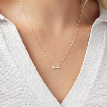 Arrow Necklace with Diamonds in 10kt Yellow Gold Arrow Necklace with Diamonds in 10kt Yellow Gold