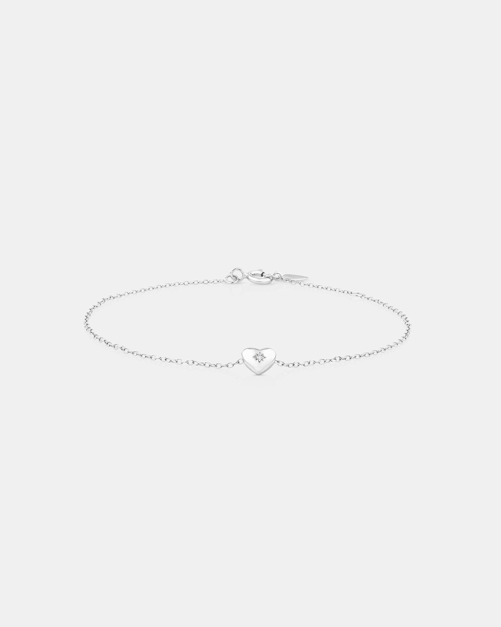 Mini Heart Bracelet with .004TW of Diamonds in Silver