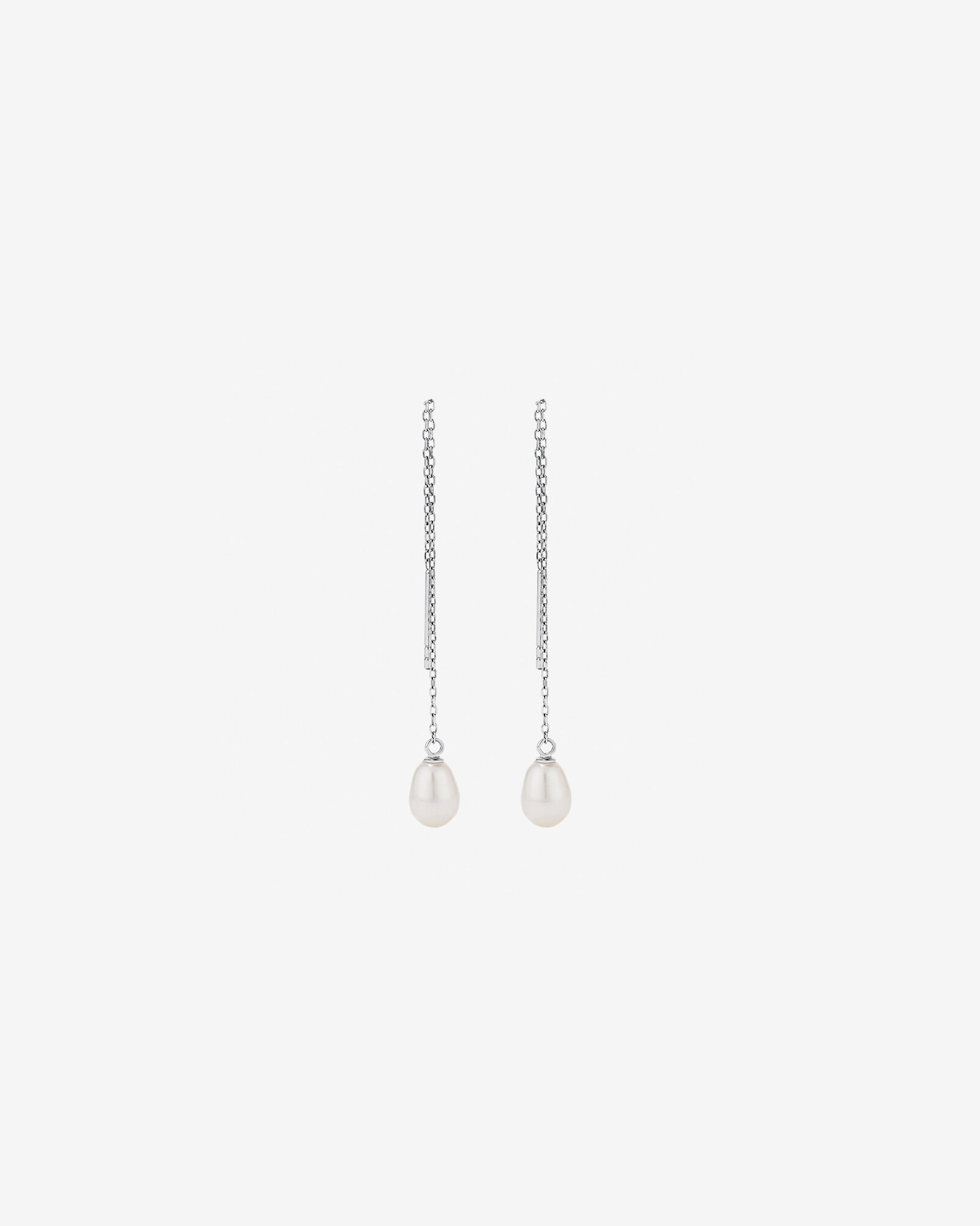 6mm Threader Earrings with Cultured Freshwater Pearls in Sterling Silver