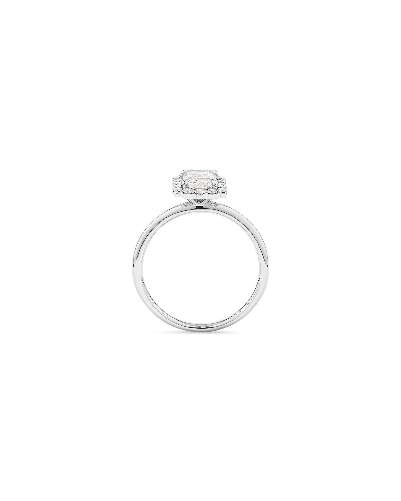 Carat TW Emerald Cut Laboratory-Grown Diamond Halo Engagement Ring in 14kt Gold