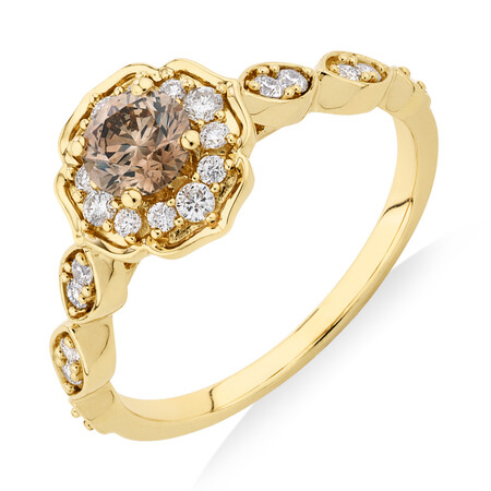 Evermore Engagement Ring with 0.75 Carat TW of Brown & White Diamonds in 14kt Yellow Gold