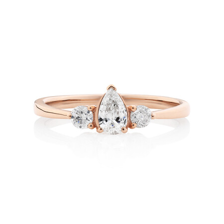 Evermore Three Stone Engagement Ring with 0.50 Carat TW of Diamonds in 10kt Rose Gold Evermore Three Stone Engagement Ring with 0.50 Carat TW of Diamonds in 10kt Rose Gold
