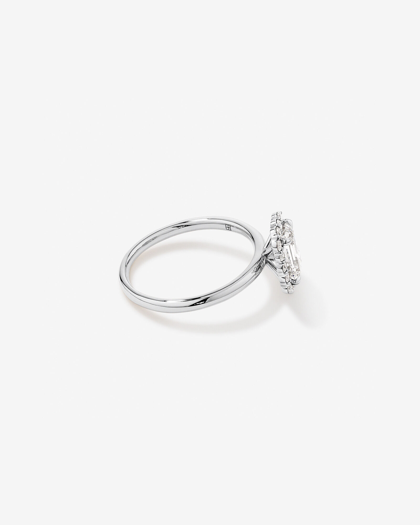 Carat TW Emerald Cut Laboratory-Grown Diamond Halo Engagement Ring in 14kt Gold